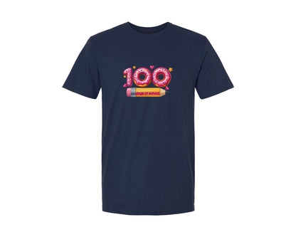 brand:Generic|color:Navy|100 Days School Donat Pencil Shirt Graphic T-Shirt