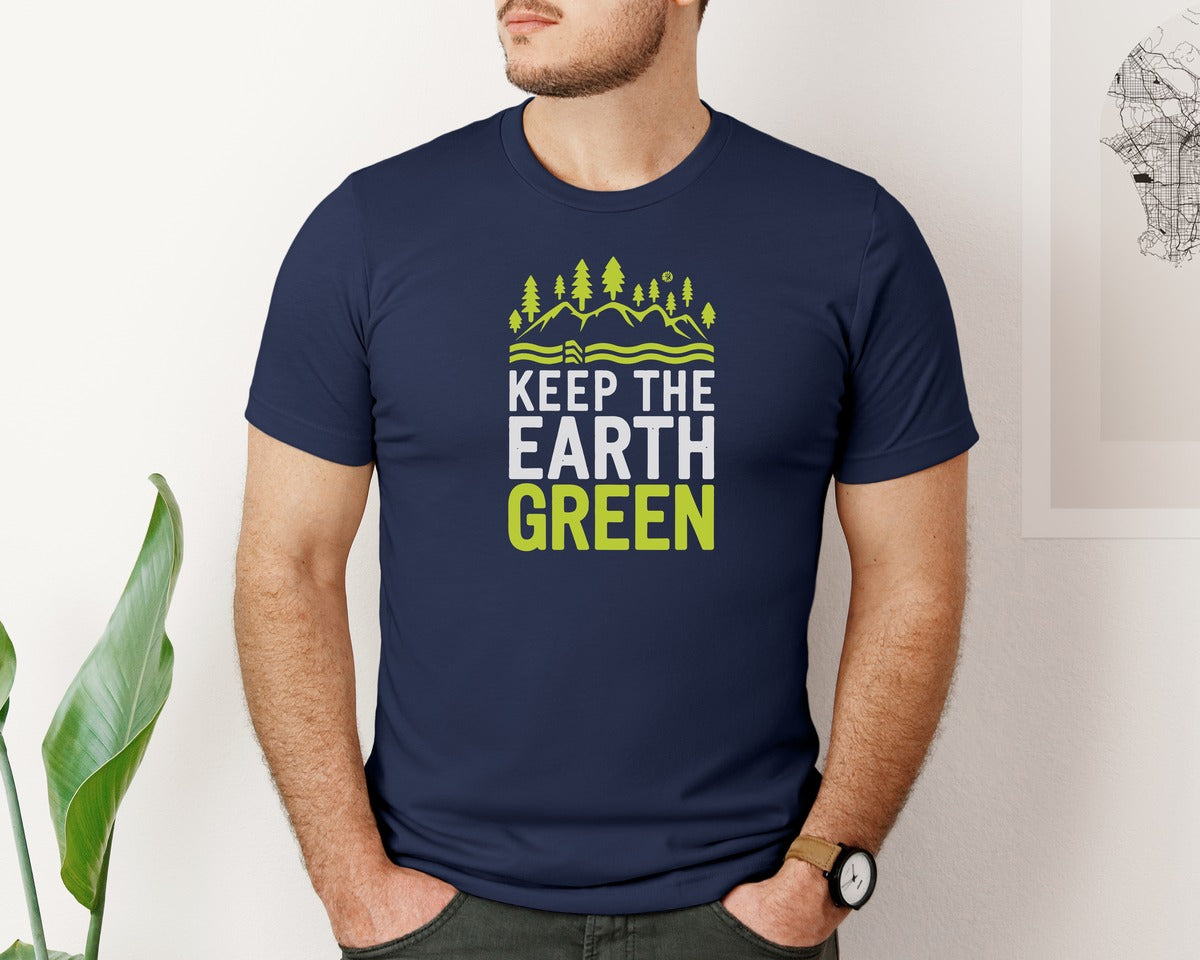 brand:Bella Canvas|color:Navy|Keep The Earth Green Environment Cute Graphic T-Shirt