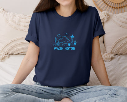 brand:Bella Canvas|color:Navy|Washington State 2 Graphic T-Shirt