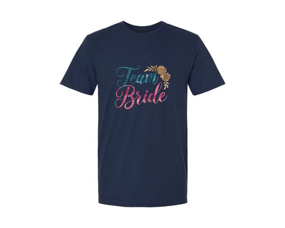 brand:Generic|color:Navy|Bride Team Bridal Party Flowers Graphic T-Shirt