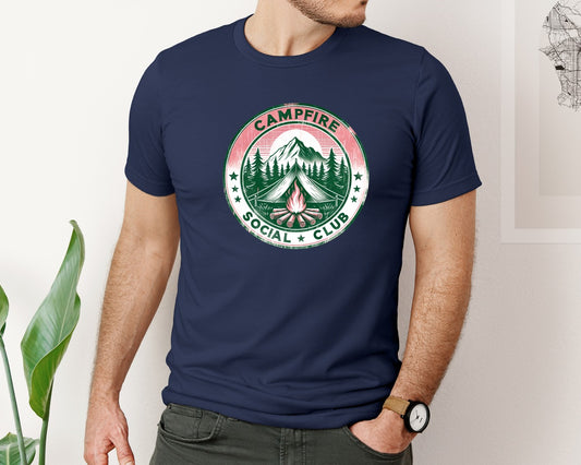 Retro Camping Campfire Social Club Graphic T-Shirt