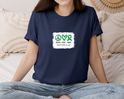 brand:Bella Canvas|color:Navy|Peace Love Hope Mental Health Awareness 10 Graphic T-Shirt