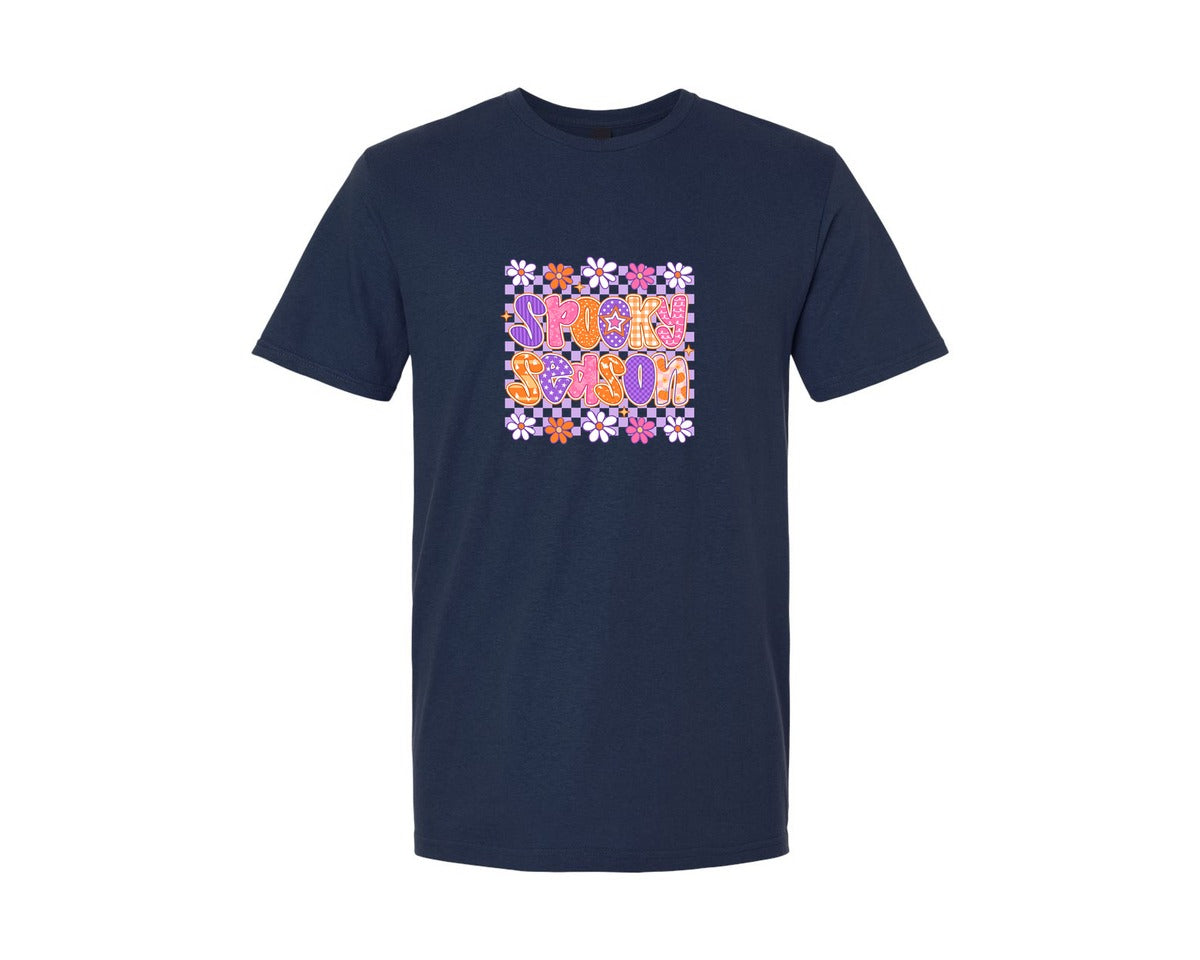brand:Generic|color:Navy|Floral Spooky Season Halloween Graphic T-Shirt