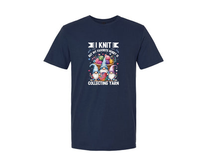 brand:Generic|color:Navy|Cute Gnome Knitting T Shirt Design Graphic T-Shirt
