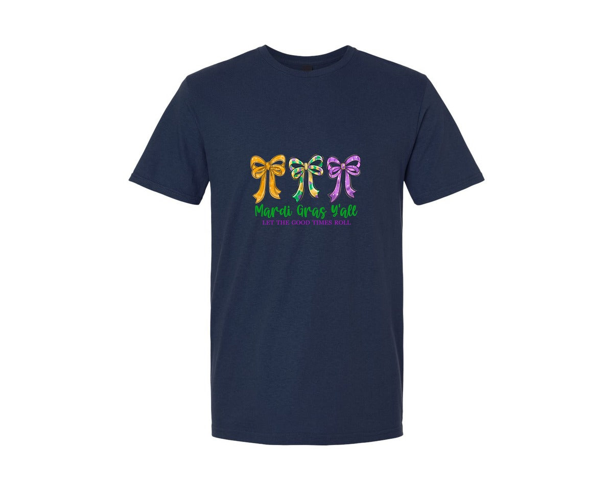brand:Generic|color:Navy|Preppy Mardi Gras Yall Mardi Gras 10 Graphic T-Shirt