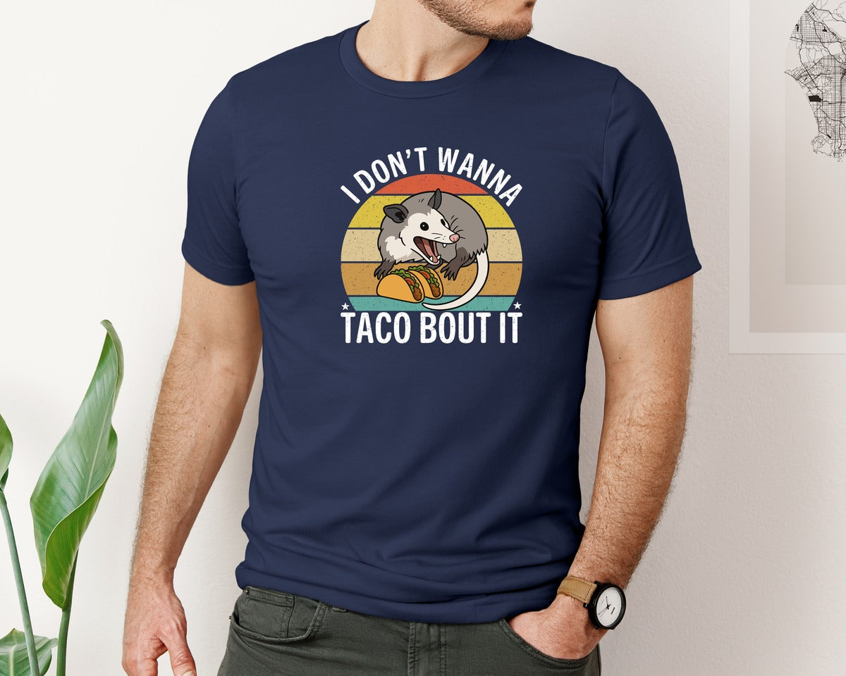 brand:Bella Canvas|color:Navy|Funny Opossum Taco Retro Vintage T Shirt Graphic T-Shirt