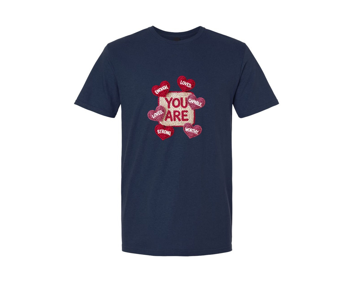 brand:Generic|color:Navy|You Are Enough Valentine 3 Graphic T-Shirt