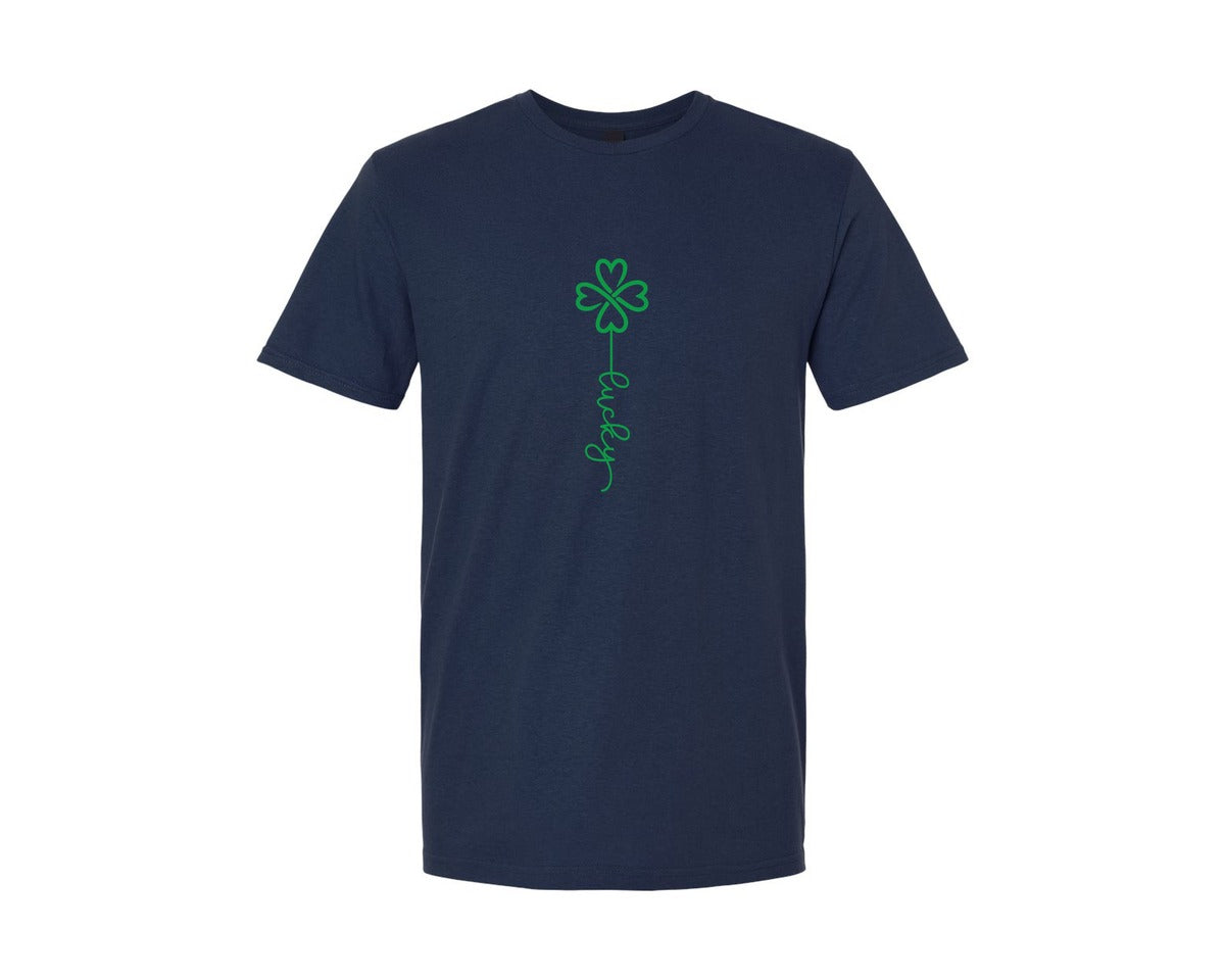 brand:Generic|color:Navy|Lucky Varsity St Patricks Day 15 Graphic T-Shirt
