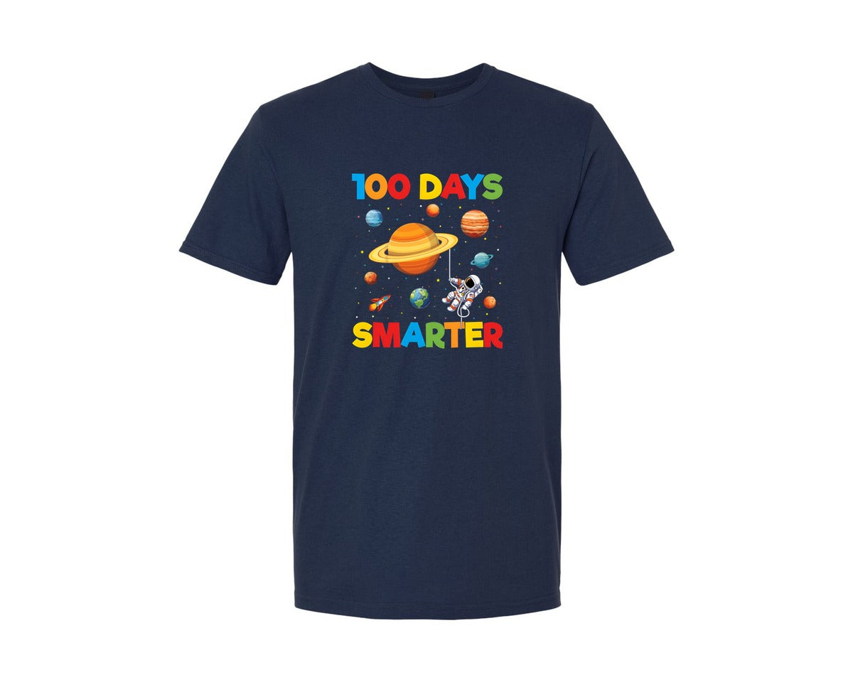 brand:Generic|color:Navy|100 Days Smarter Space Theme Graphic T-Shirt