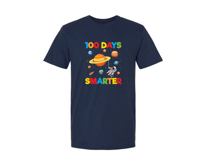brand:Generic|color:Navy|100 Days Smarter Space Theme Graphic T-Shirt