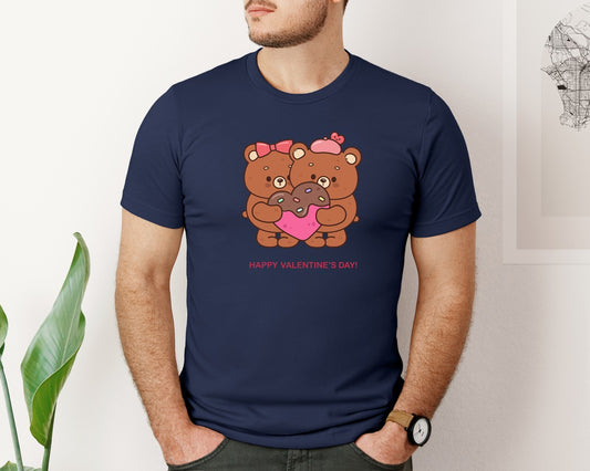 Valentine Clip Art Cute Teddy Bear Love Graphic T-Shirt