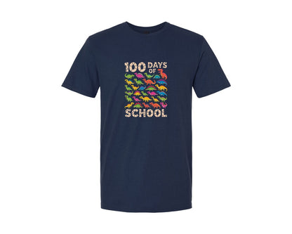 brand:Generic|color:Navy|100 Days Of School Dinosaur 3 Graphic T-Shirt