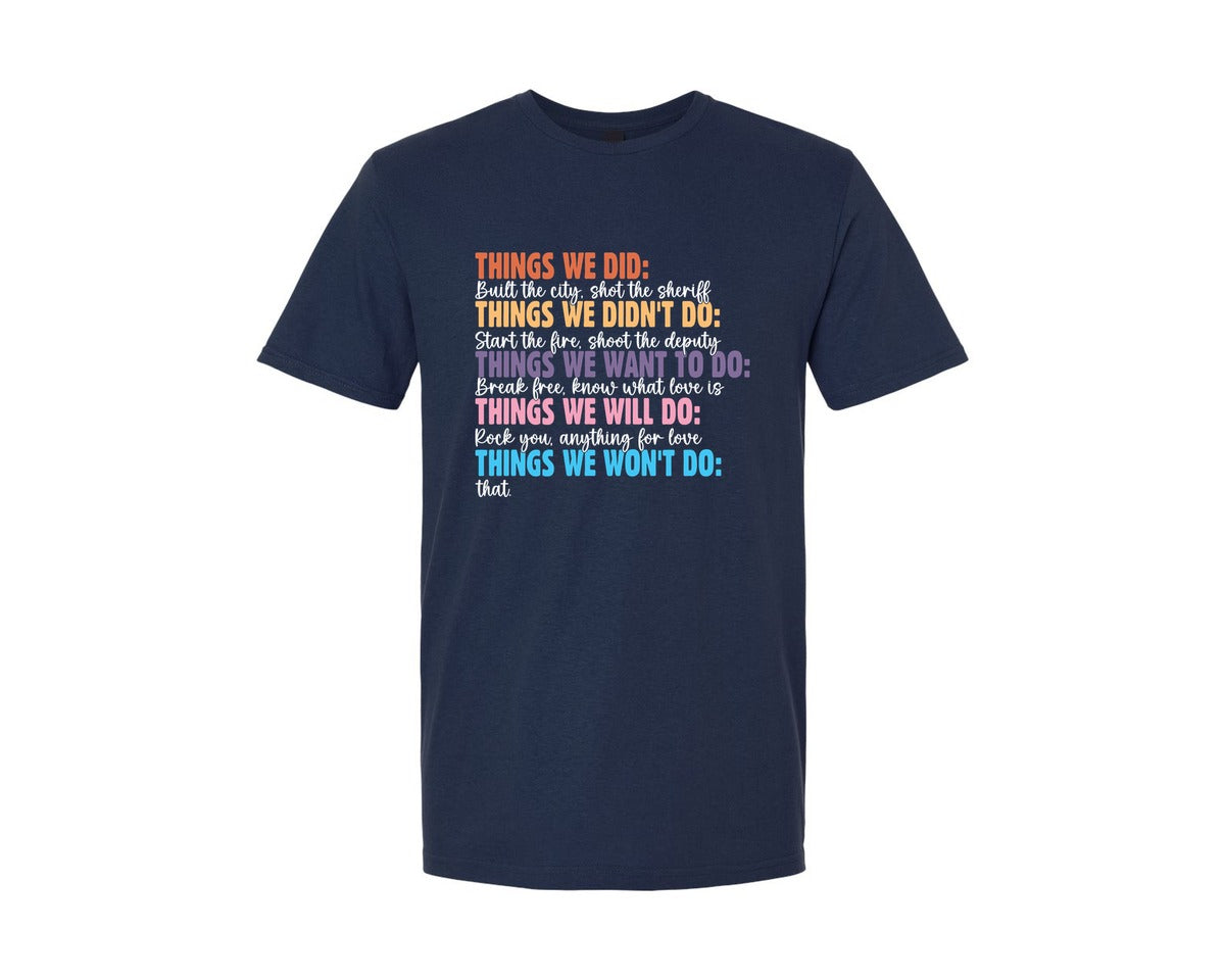 brand:Generic|color:Navy|Retro Vintage Things We Did Didnt Want Graphic T-Shirt