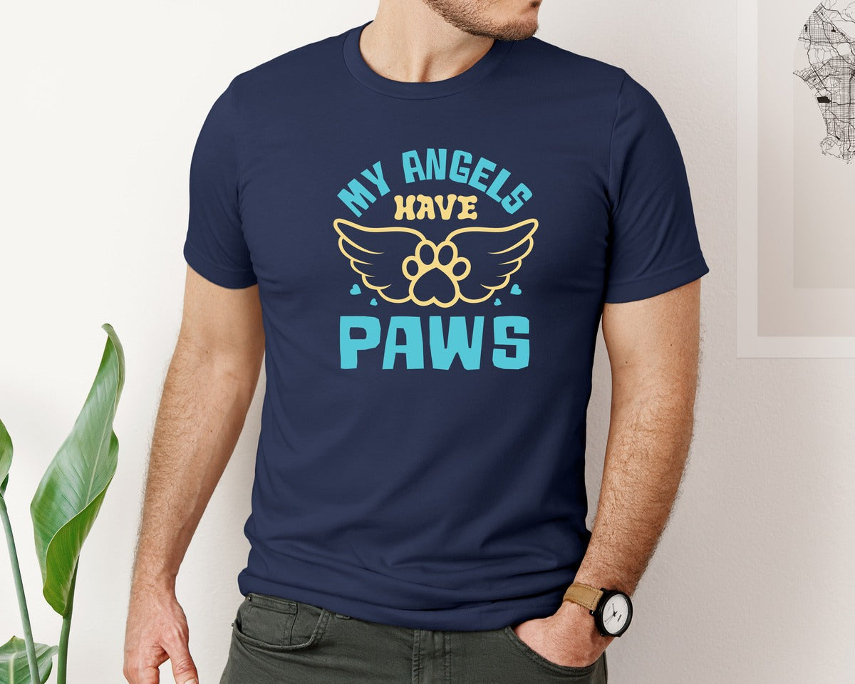 brand:Bella Canvas|color:Navy|My Angels Have Paws Cut File Design 3 Graphic T-Shirt