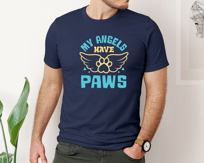 brand:Bella Canvas|color:Navy|My Angels Have Paws Cut File Design 3 Graphic T-Shirt