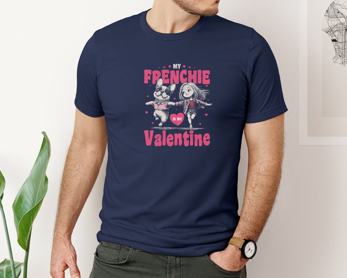 brand:Bella Canvas|color:Navy|My Frenchie Is My Valentine Graphic T-Shirt