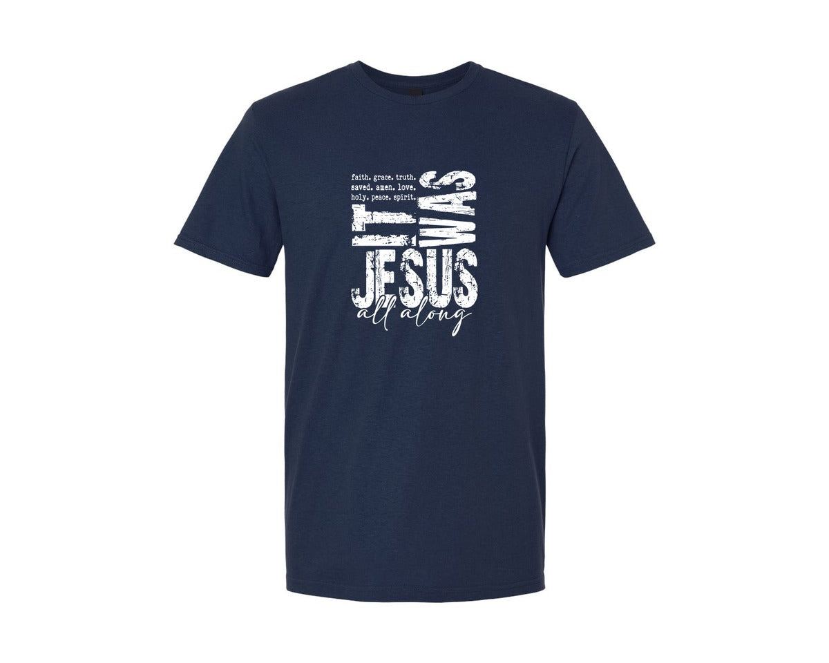 brand:Generic|color:Navy|It Was Jesus All Along Bible Spirit Graphic T-Shirt