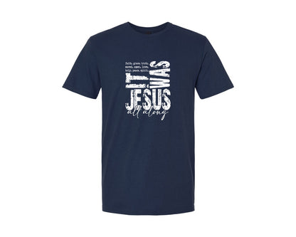 brand:Generic|color:Navy|It Was Jesus All Along Bible Spirit Graphic T-Shirt