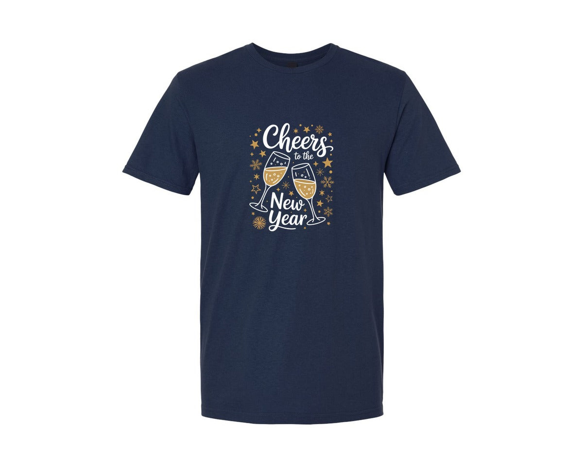 brand:Generic|color:Navy|Cheers To The New Year 2026 Graphic T-Shirt