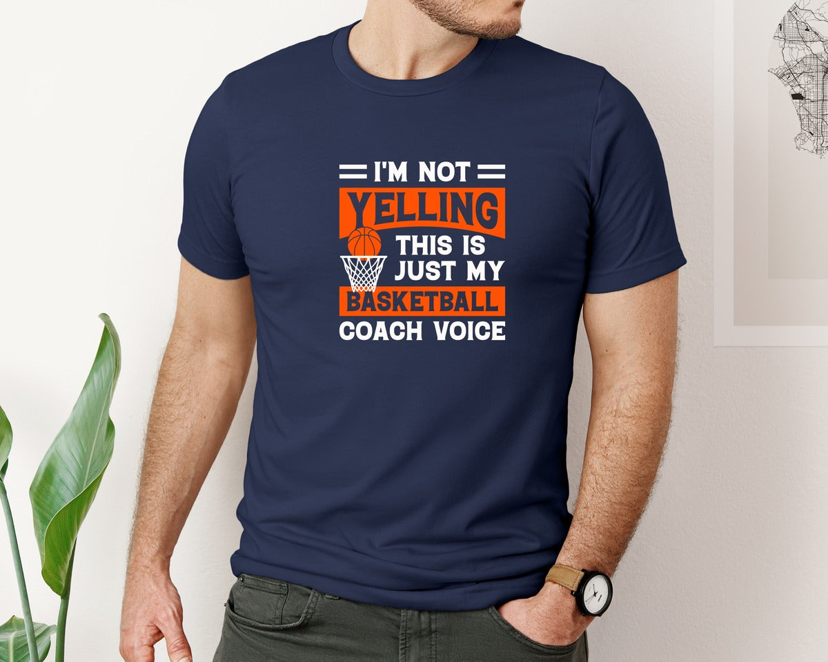 brand:Bella Canvas|color:Navy|Basketball Coach Voice Funny Design Graphic T-Shirt