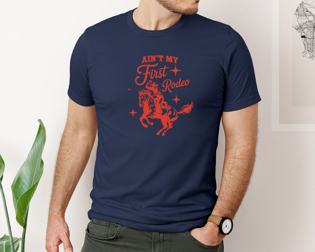 brand:Bella Canvas|color:Navy|Retro Cowboy Rodeo Vintage Western Graphic T-Shirt