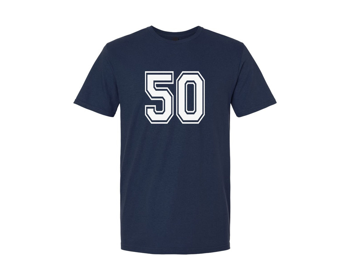 brand:Generic|color:Navy|Number 50 Birthday Varsity Sports Team Graphic T-Shirt