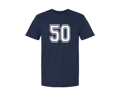 brand:Generic|color:Navy|Number 50 Birthday Varsity Sports Team Graphic T-Shirt