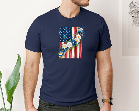 Floral American Flag 4 Graphic T-Shirt