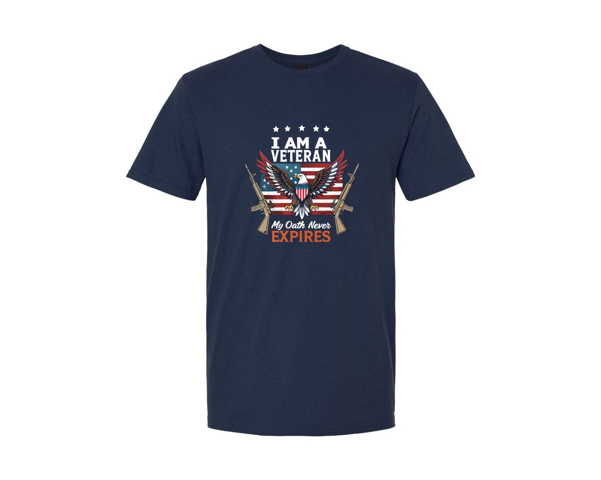 brand:Generic|color:Navy|I Am A Veteran My Oath Never Expires 8 Graphic T-Shirt