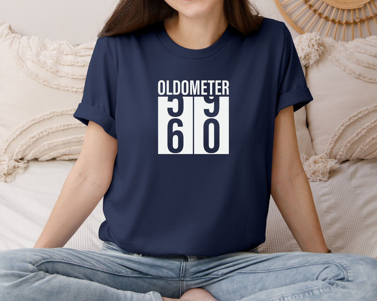 brand:Bella Canvas|color:Navy|Oldometer 60 Birthday T Shirt Graphic T-Shirt