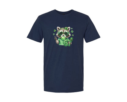 brand:Generic|color:Navy|St Patricks Day Raccoon 6 7 Viral Meme Graphic T-Shirt