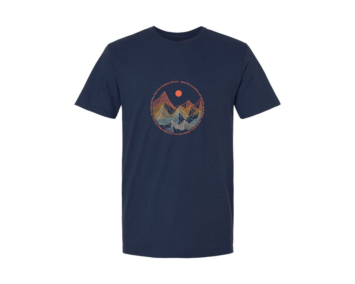 brand:Generic|color:Navy|Mountains Outdoors Nature Lover Graphic T-Shirt