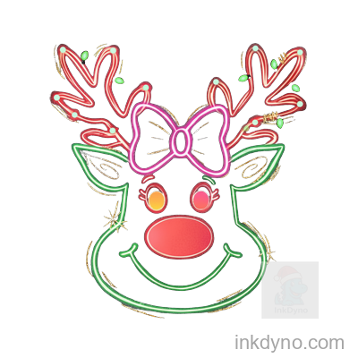 Neon Coquette Christmas Reindeer png (1)