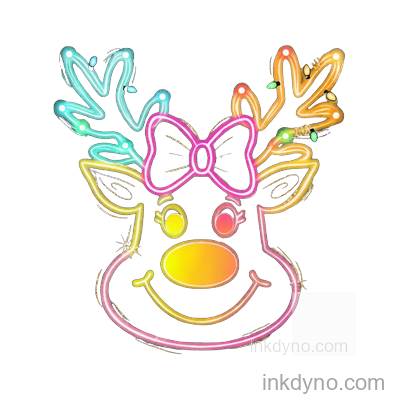 Neon Coquette Reindeer (2) DTF Transfer – Ready to Press (Christmas)