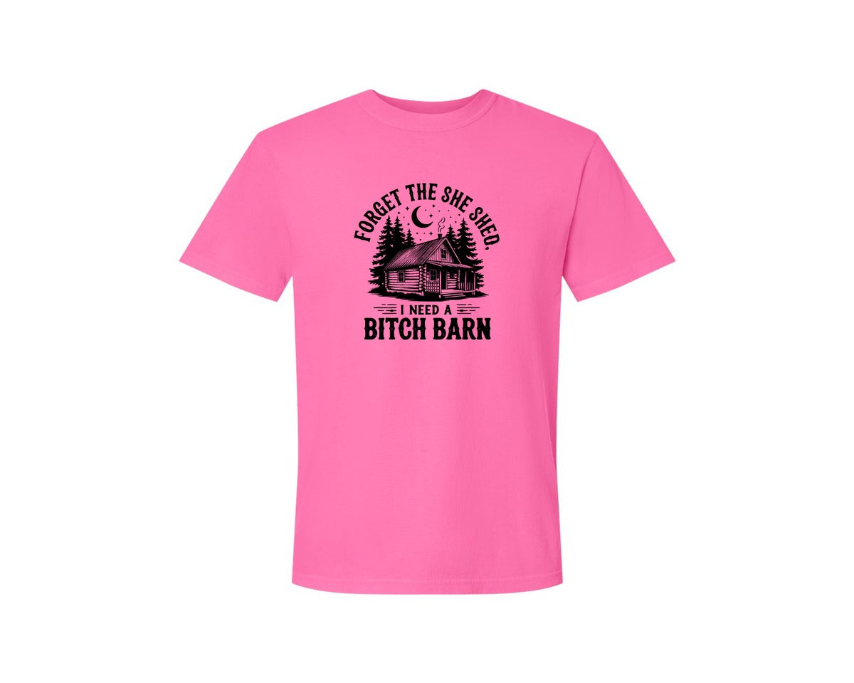 brand:Comfort Colors|color:Neon Pink|Farm Home Svgforget The She Shed Tshirt Graphic T-Shirt