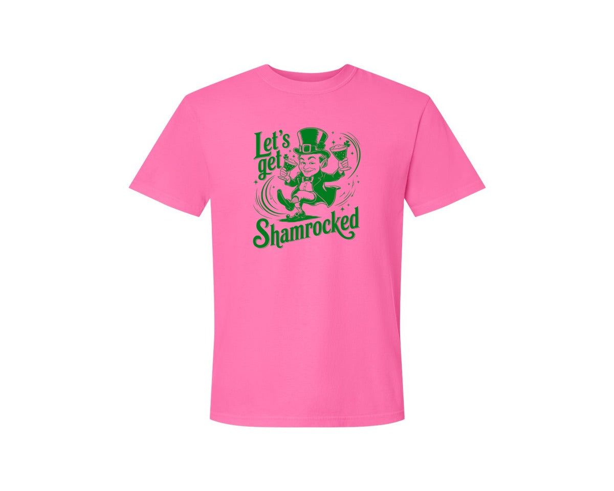 brand:Comfort Colors|color:Neon Pink|Lets Get Shamrocked Design 7 Graphic T-Shirt