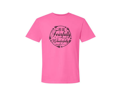 brand:Comfort Colors|color:Neon Pink|You Are Fearfully And Sleeve Design Graphic T-Shirt