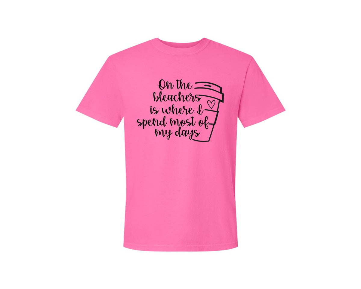 brand:Comfort Colors|color:Neon Pink|On The Bleachers Sports Mom Graphic T-Shirt