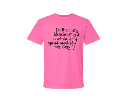 brand:Comfort Colors|color:Neon Pink|On The Bleachers Sports Mom Graphic T-Shirt