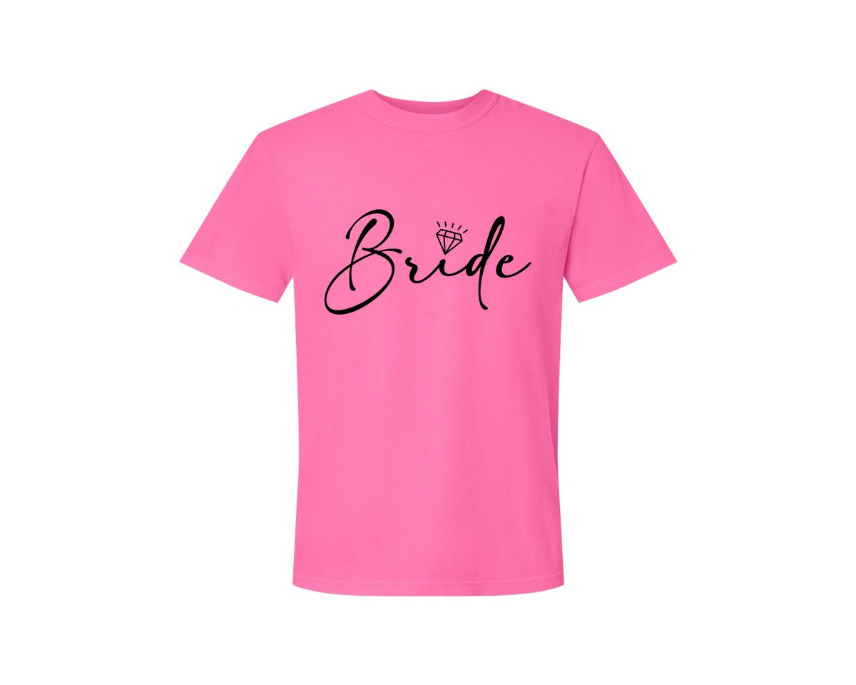 brand:Comfort Colors|color:Neon Pink|Bride Wedding Bridal Party 2 Graphic T-Shirt