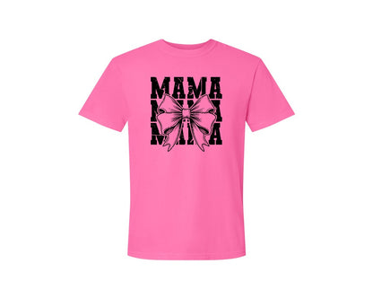 brand:Comfort Colors|color:Neon Pink|Mama Mom Mama Coquette Graphic T-Shirt