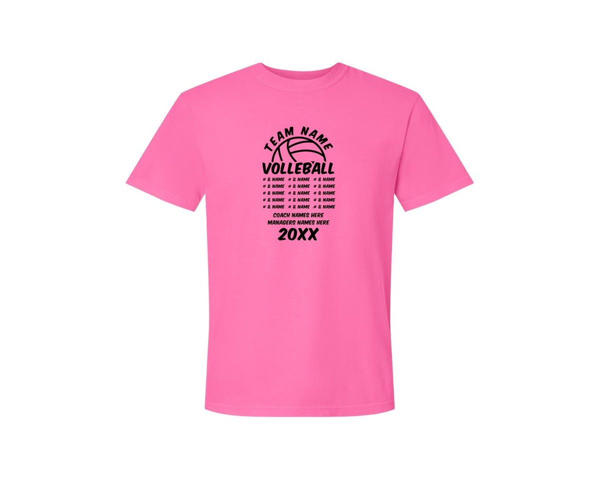 brand:Comfort Colors|color:Neon Pink|Volleyball Team Volleyball Team Graphic T-Shirt