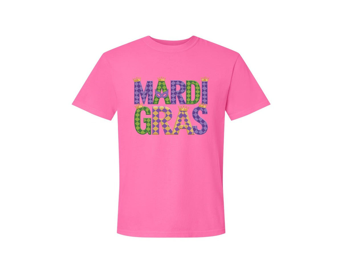 brand:Comfort Colors|color:Neon Pink|Mardi Gras Festive Des Graphic T-Shirt