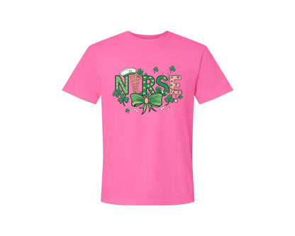 brand:Comfort Colors|color:Neon Pink|St Patricks Day Nurse Lucky Nurse 6 Graphic T-Shirt
