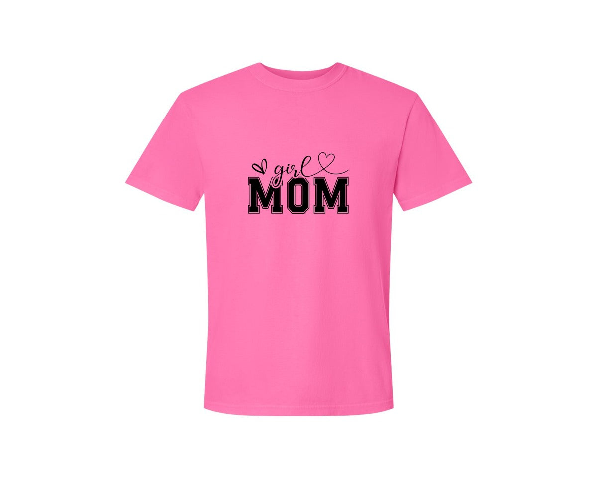 brand:Comfort Colors|color:Neon Pink|Girl Mom Mothers Day Mama Graphic T-Shirt