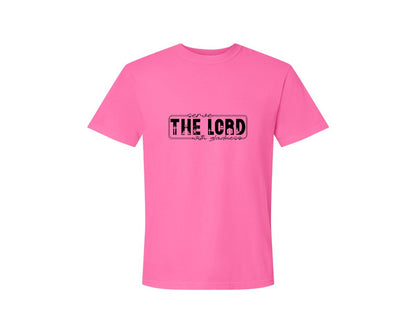 brand:Comfort Colors|color:Neon Pink|Serve The Lord With Gladness Sleeve Graphic T-Shirt