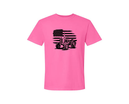 brand:Comfort Colors|color:Neon Pink|Tractor Flag Vector T Shirt Design Graphic T-Shirt