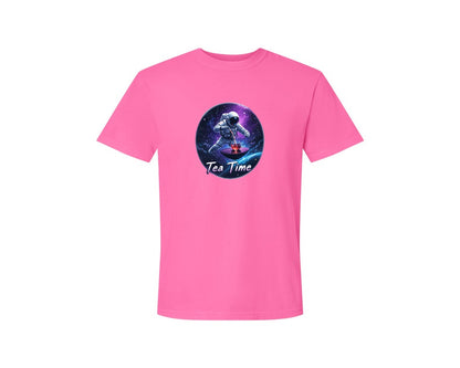 brand:Comfort Colors|color:Neon Pink|Astronaut Tea Time In Space T Shirt Graphic T-Shirt