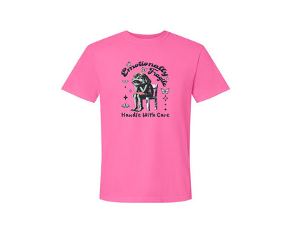 brand:Comfort Colors|color:Neon Pink|Frog Woman With Tears Emotionally Shirt Graphic T-Shirt