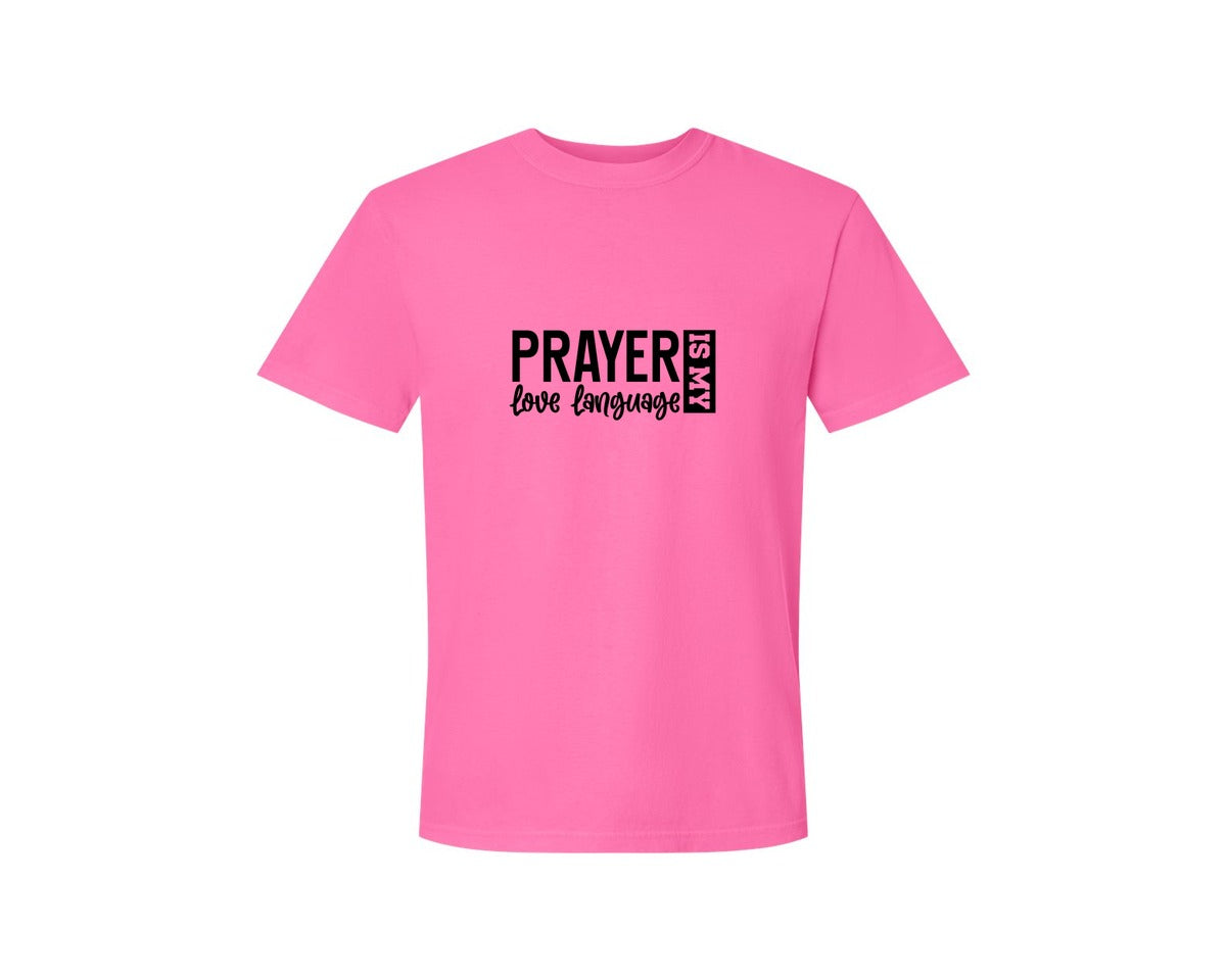 brand:Comfort Colors|color:Neon Pink|Pray With Me Christian Front Back Graphic T-Shirt